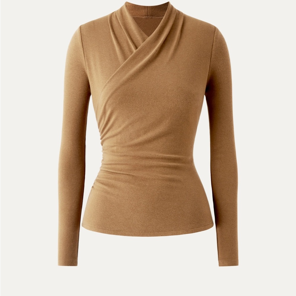 OGL Tan Long Sleeve Wrap Top